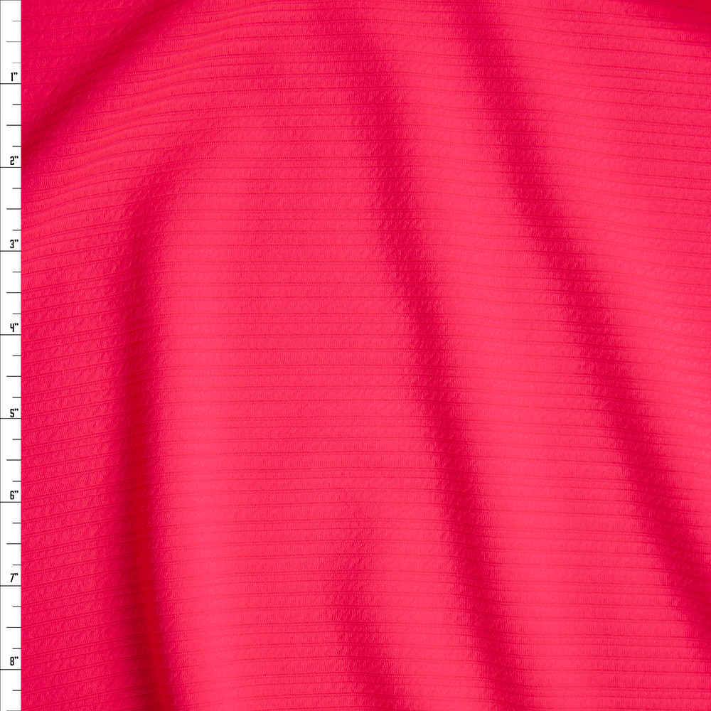 Cali Fabrics Neon Pink Textured Rib Liverpool Knit Fabric By The Yard