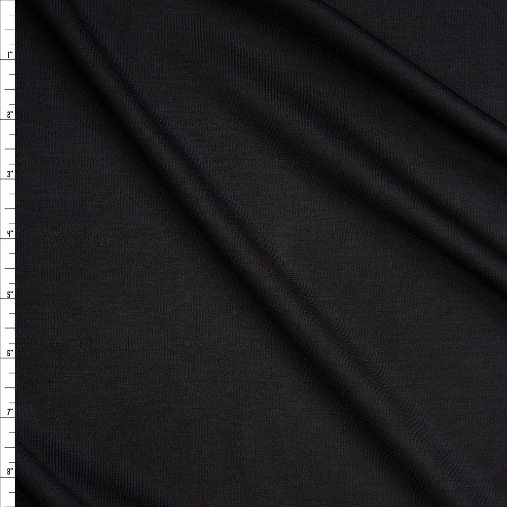 Cali Fabrics Black Stretch Solid Ponte De Roma Fabric by the Yard