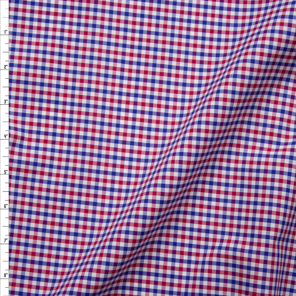 Cali Fabrics Red, White, and Blue Plaid Fine Cotton Shirting from ...