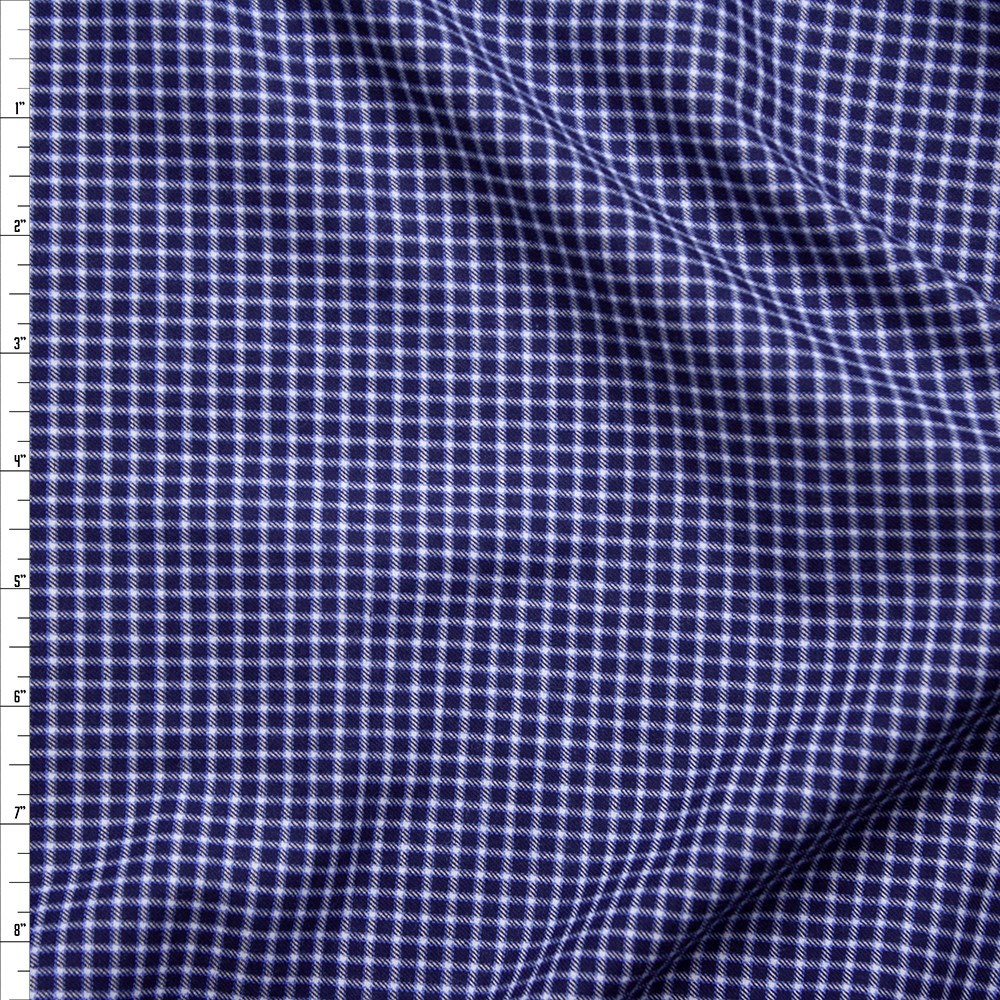 Cali Fabrics White on Navy Blue Plaid Fine Flannel Shirting from ...