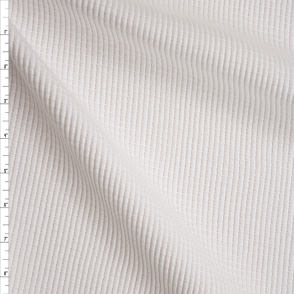 Cali Fabrics White Heavyweight Cotton Waffle Knit Fabric by the Yard