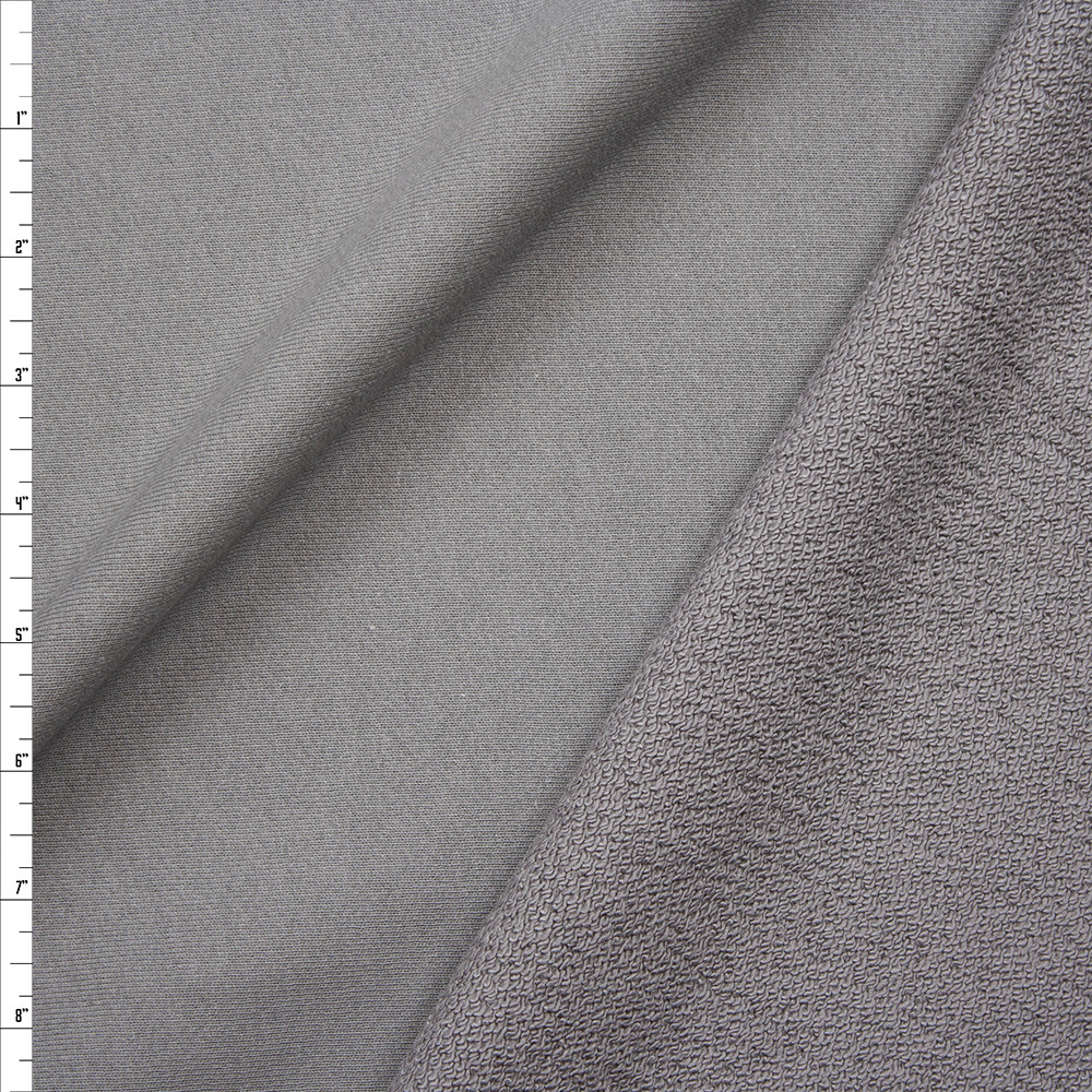 Cali Fabrics Taupe Stretch Cotton French Terry Fabric by the Yard