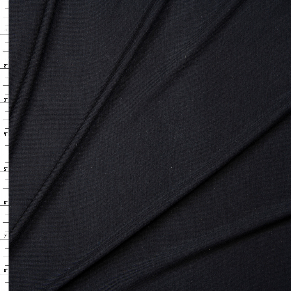 Cali Fabrics Black Lightweight Stretch Modal Jersey Knit Fabric by the Yard