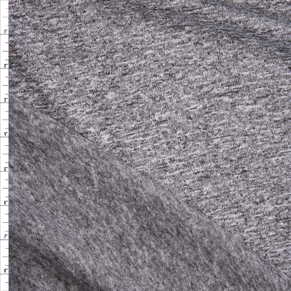 Cali Fabrics Grey Heather Soft Brushed Stretch Sweater Knit Fabric by ...