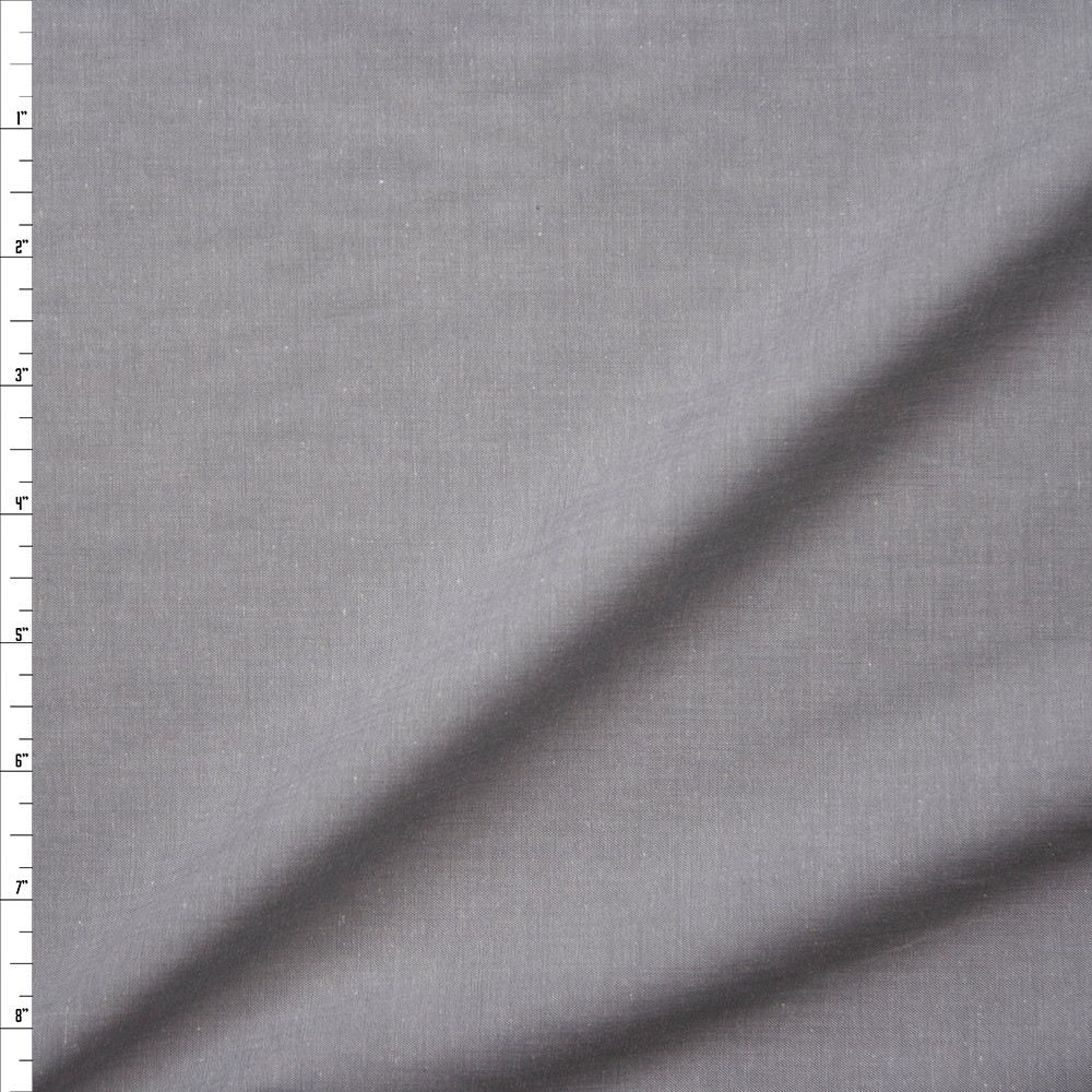 Cali Fabrics Light Grey Lightweight Cotton Chambray Fabric by the Yard