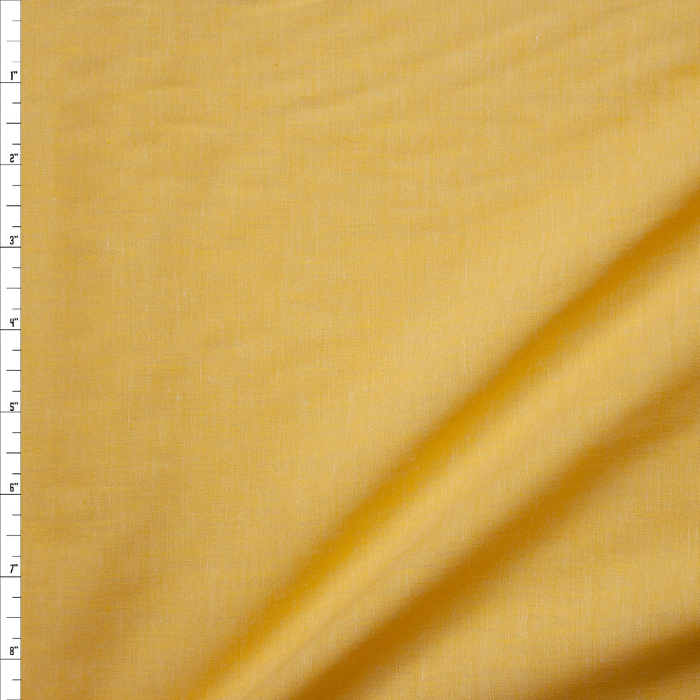 Cali Fabrics Yellow Lightweight Cotton Chambray Fabric by the Yard