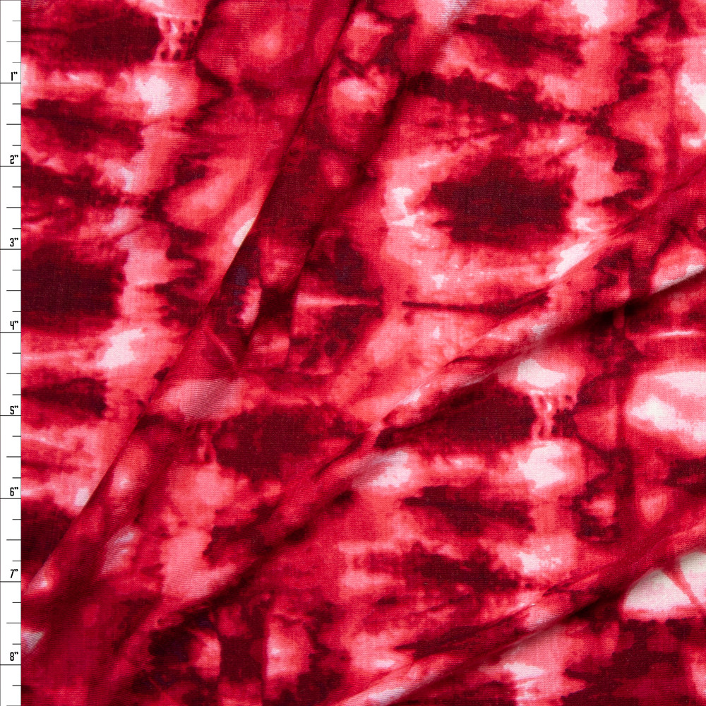 White-Red-Multi Tie Dye Printed Rayon Stretch Jersey Knit Fabric – Fabric  Depot