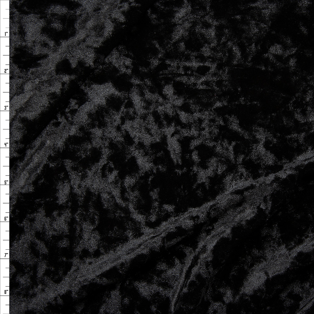 Cali Fabrics Black Luxury Crushed Stretch Velvet Fabric by the Yard