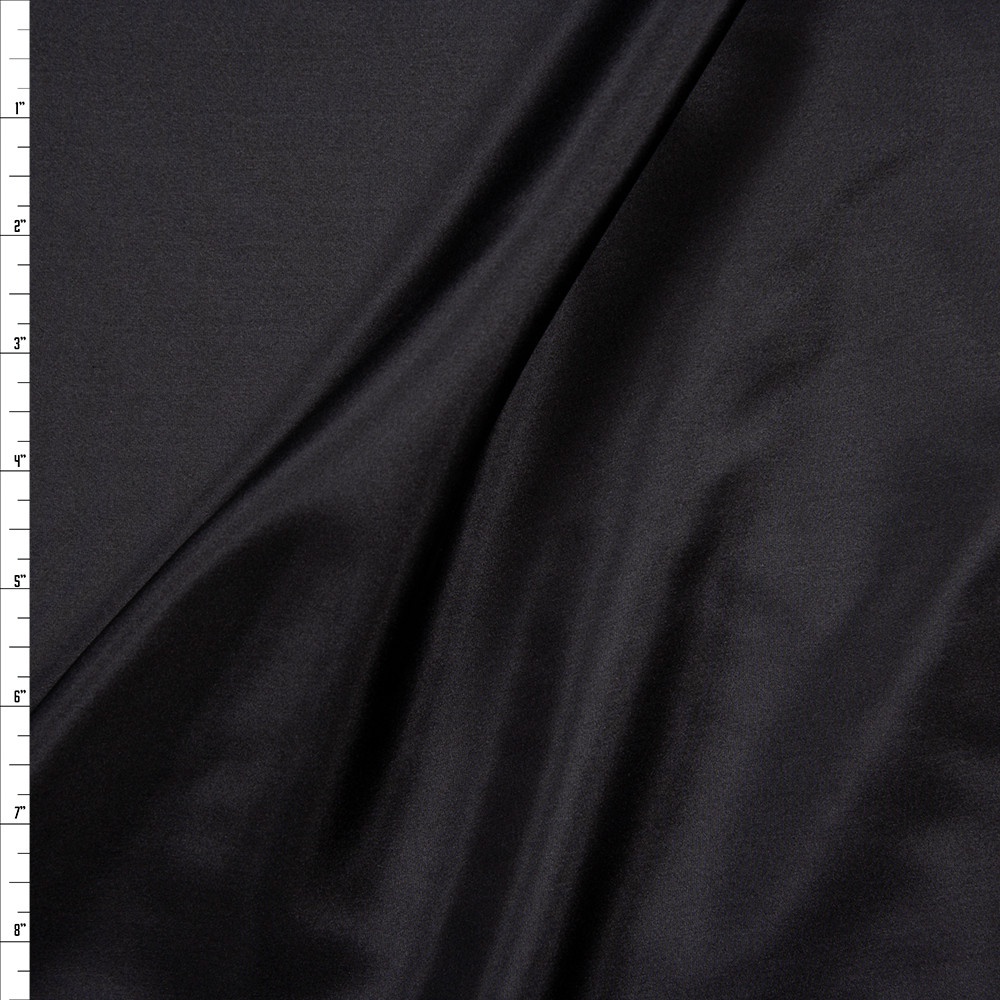 Cali Fabrics Black Designer Silk Designer Silk Habotai Fabric by the Yard