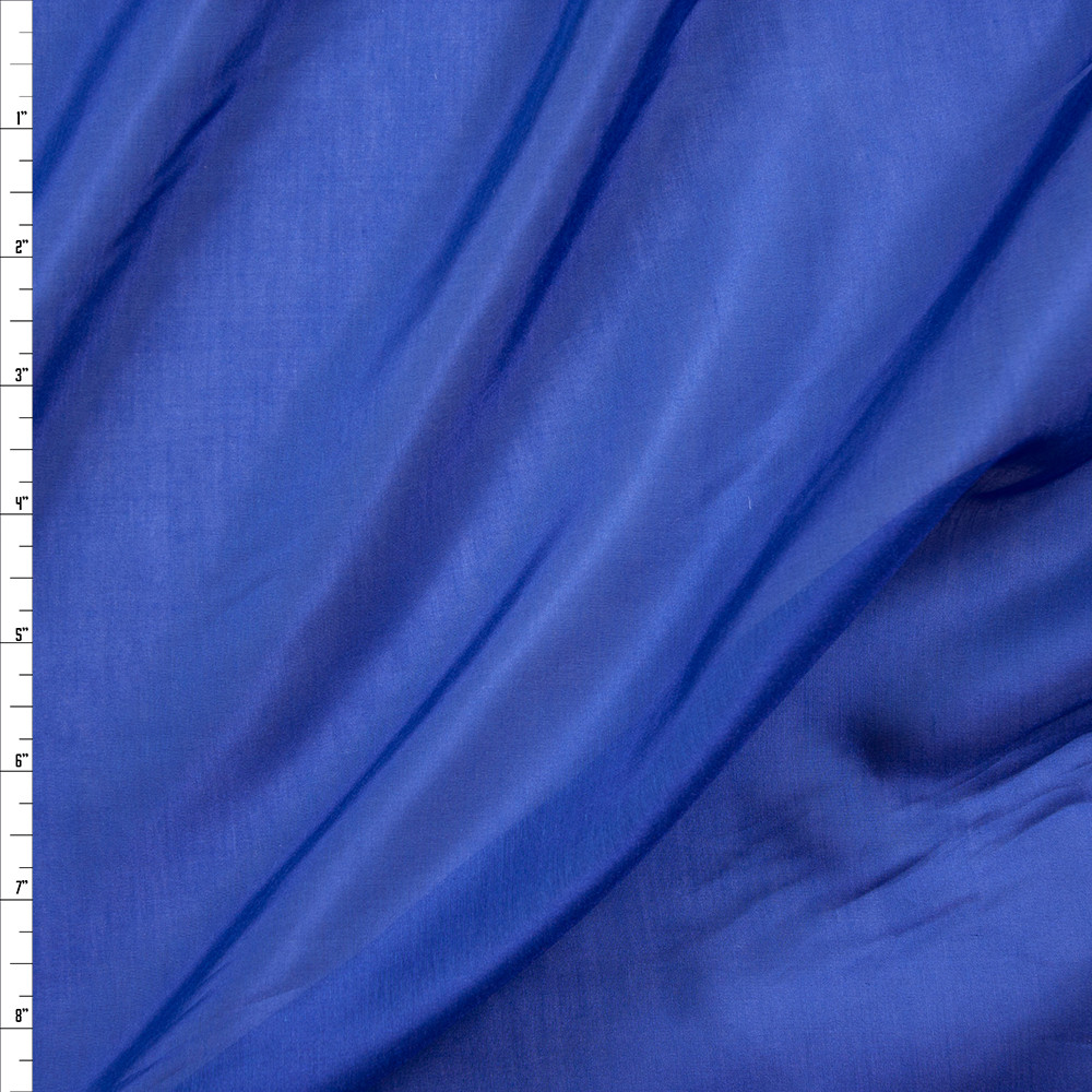 Cali Fabrics Blue Cotton/Silk Voile Fabric by the Yard