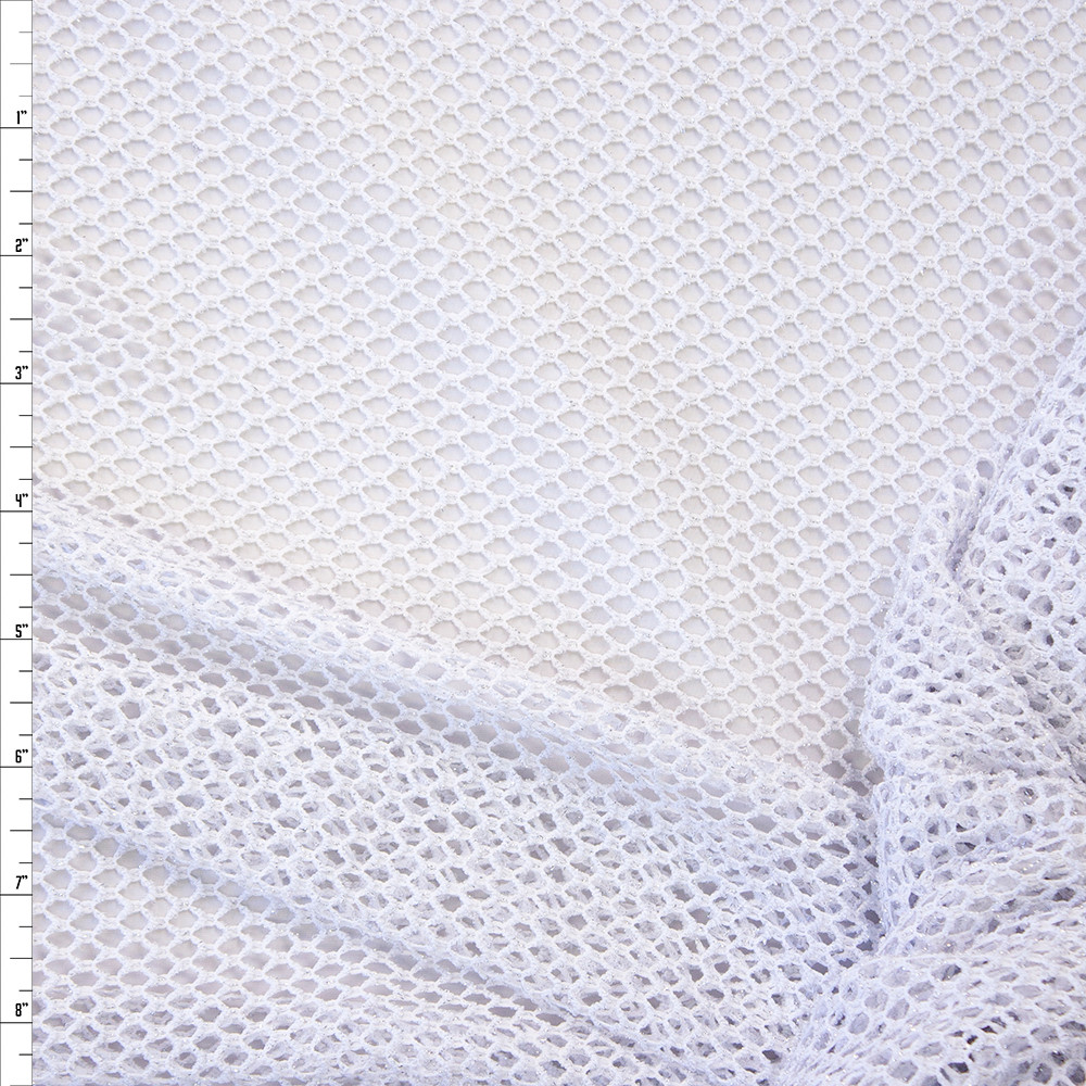 Metallic Silver on White Fishnet