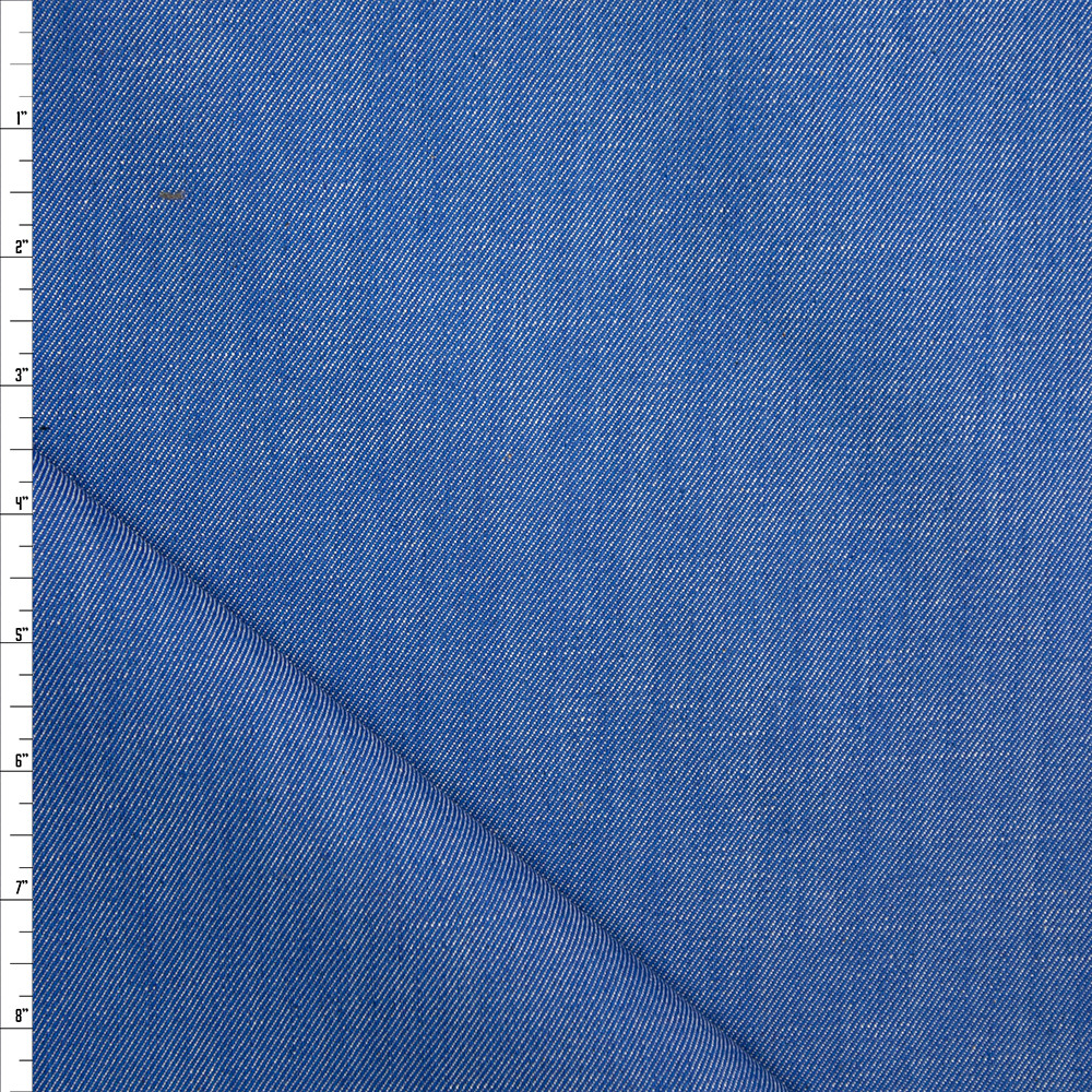 Cali Fabrics Bright Medium Blue Stretch Designer Denim Fabric by the Yard
