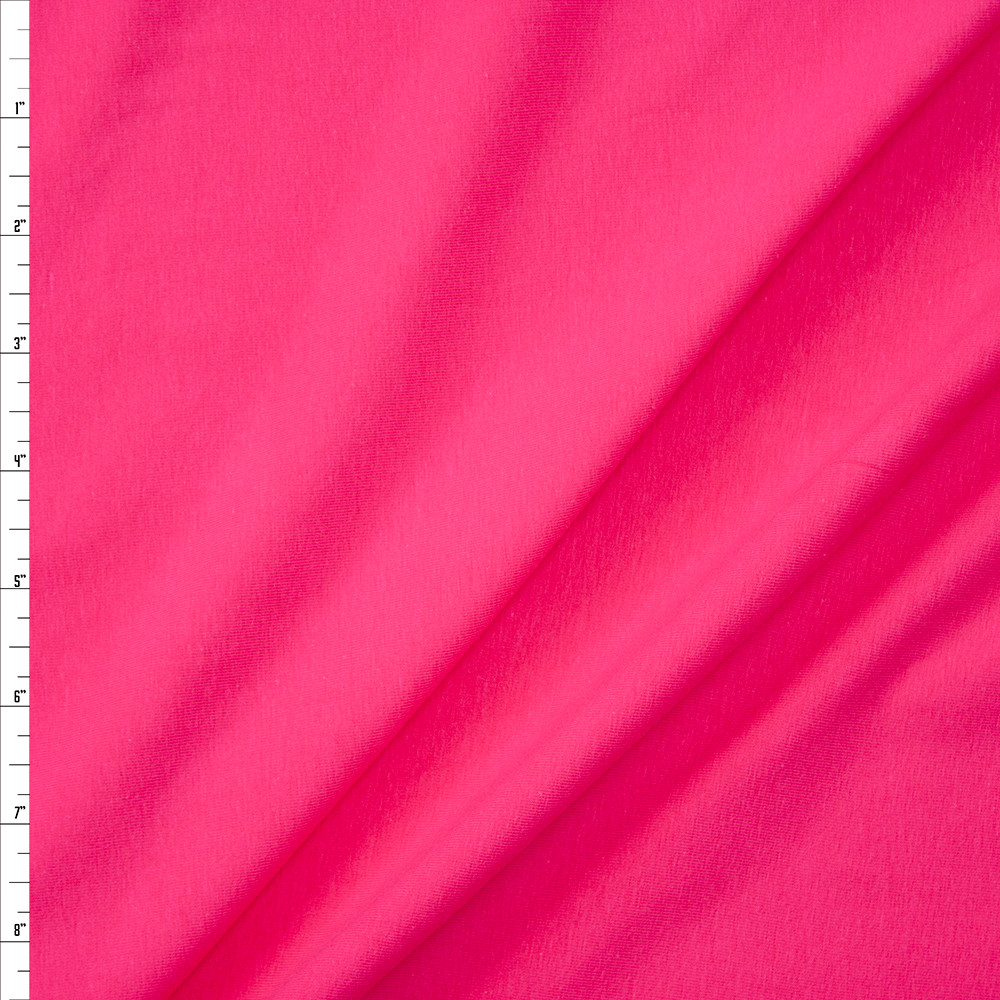 Cali Fabrics Bright Pink Stretch Cotton/Spandex Jersey Knit Fabric by ...