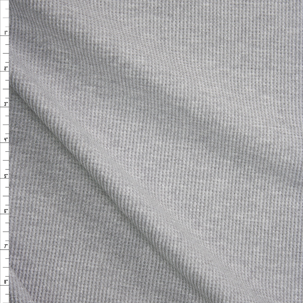 Cali Fabrics Grey Heather Midweight Thermal Waffle Knit Fabric by the Yard