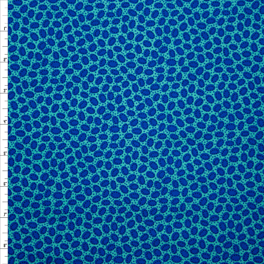 Rhapsody Little Bean Royal and Aqua Quilters Cotton Print from Boundless Fabrics