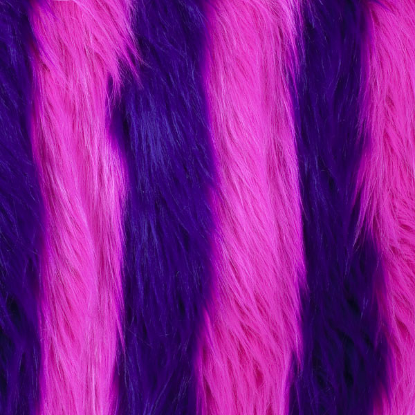 Cali Fabrics | Pink/Purple Striped Shag Faux Fur