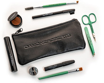 Includes: Signature Green Tweezers • Signature Green Brow Scissors • Your Choice of Highlighter • Your Choice of Brow Pencil • Your Choice of Brow Shadow • Clear Brow Gel • Signature Green Highlighter Brush • Signature Green Duo Shadow Brush • Duo Sharpener • Signature Embossed Leather Makeup Pouch