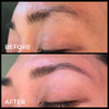 Before and After using Brow Gain... For Lashes Too every night for 1 month!