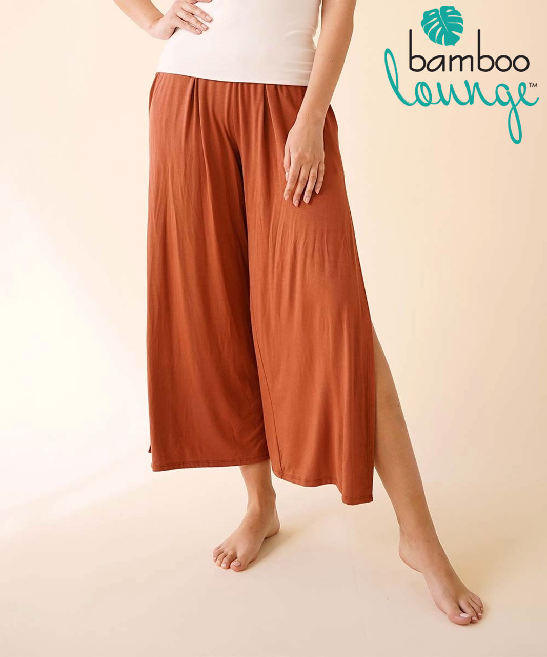 Bamboo Lounge Side Slit Cropped Palazzo Pants