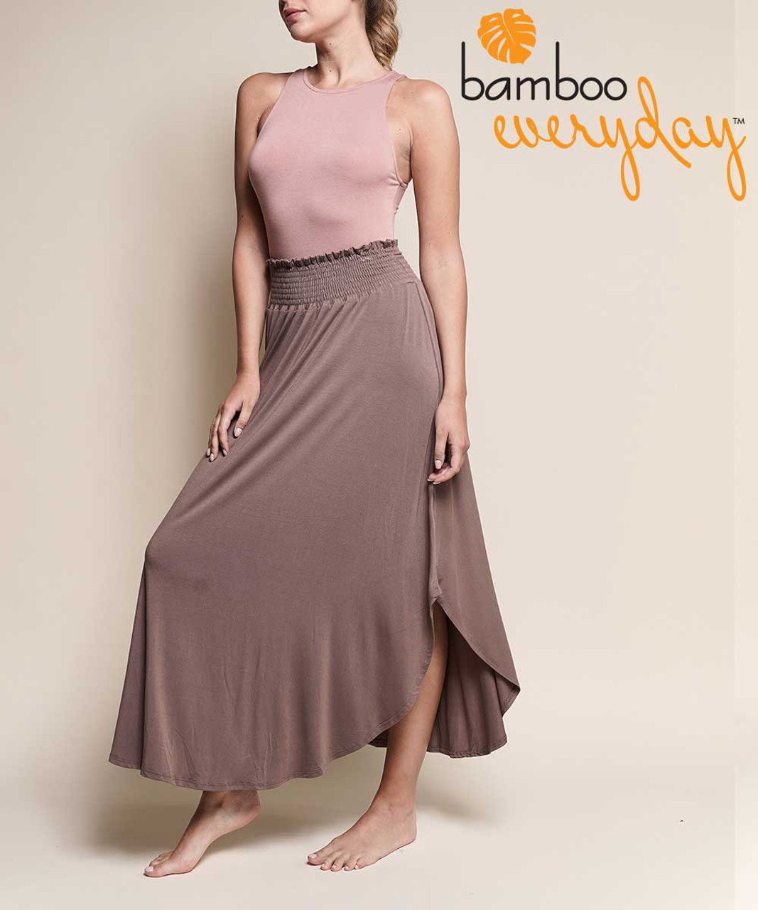 Bamboo Everyday Curved Hem Maxi Skirt