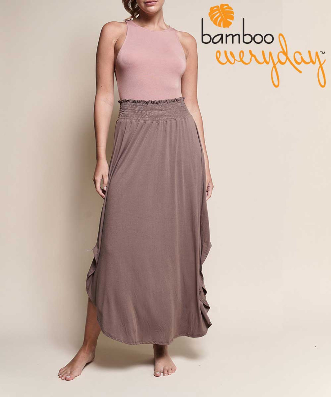 Bamboo Everyday Curved Hem Maxi Skirt