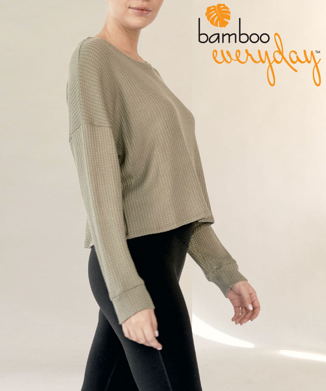 Bamboo Everyday Waffle Knit Loose Crop Top