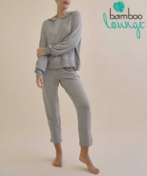 Bamboo Lounge French Terry Hoodie Jogger Set  in Heathered Grey