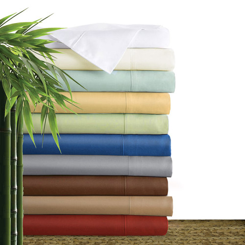 Bliss Villa Eco-Luxe Oversized 100% bamboo sheet sets. One fitted sheet, one flat sheet and two pillow cases per set. Select sizes and colors now on clearance sale.