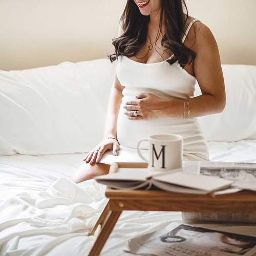 Bliss Villa Eco-Luxe Maternity 100% bamboo sheet sets. Natural Ivory and White. Perfect for Mom and Baby.