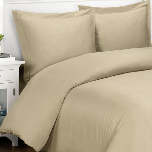 Original Bliss Signature Classic 100% Bamboo Duvet Cover and Sham Set. 400 thread count and durable twill weave. Comes in 4 sizes and 14 colors. Color shown in  Khaki Linen.