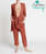 Bamboo Lounge Cardigan Jogger Set  in Cayenne front view cardigan tied, hands in pockets