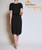Bamboo Everyday Cute & Classic Pleated Puff Sleeve Dress in Black
