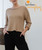 Bamboo Everyday Waffle Knit Loose Long Sleeve Crop Top in Sand