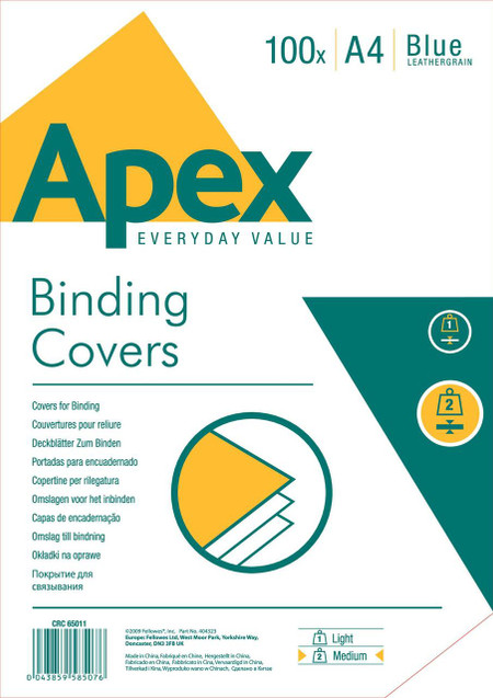 CW Office ValueX Leatherboard Covers Blue A4 Pack 100 for binding, featuring a blue leathergrain finish suitable for professional document organization.