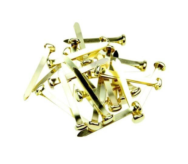 CW Office ValueX Paper Fastener 20mm PK500, collection of gold-colored paper fasteners used for binding papers.