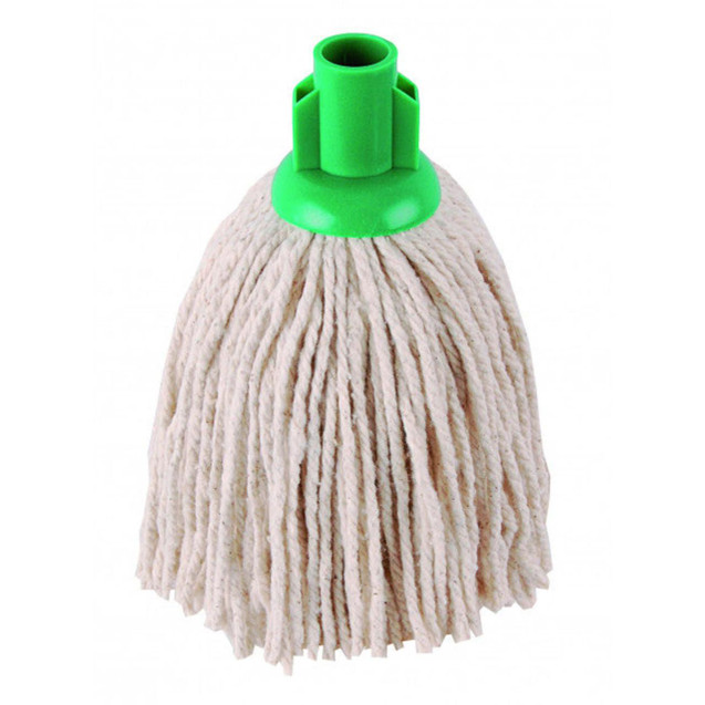 CW Office ValueX PY Socket Mop Head Green PK10, green mop head with socket attachment for cleaning mops.