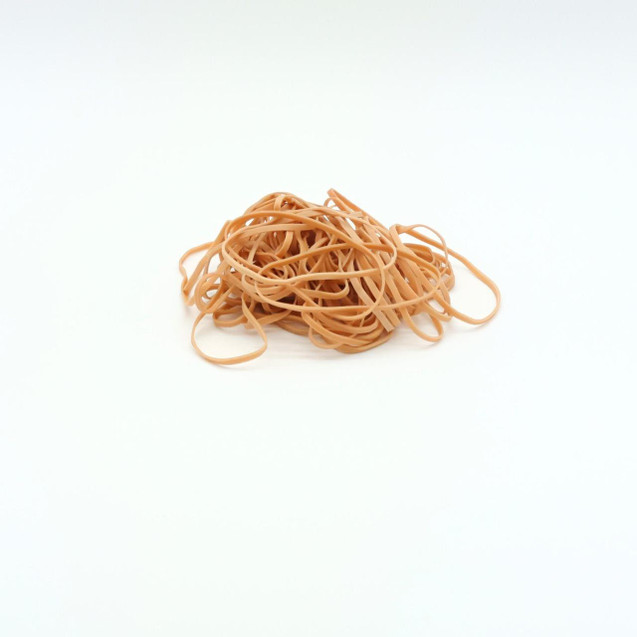 CW Office ValueX Rubber Bands No 34 Natural, a pile of beige rubber bands on a white background.