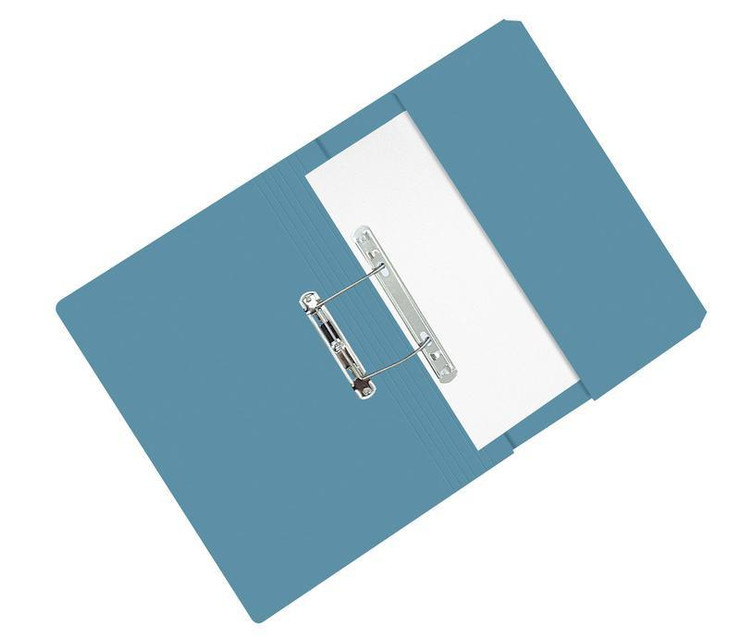 CW Office ValueX Trans File Pckt FS BL PK25, blue plastic file folder with metal prongs and snap closure.