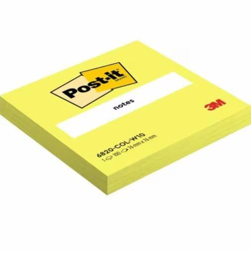Post-it Post-It Notes Retail Display 76x76mm 100 Sheets Assorted Colours (Pack 10), yellow sticky note pads with Post-it logo and white label on a bright yellow background.
