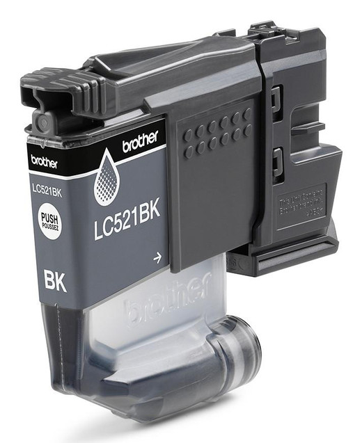Brother LC-521BK Black Ink Cartridge, professional ink cartridge for Brother printers, high-quality black ink for crisp printing.