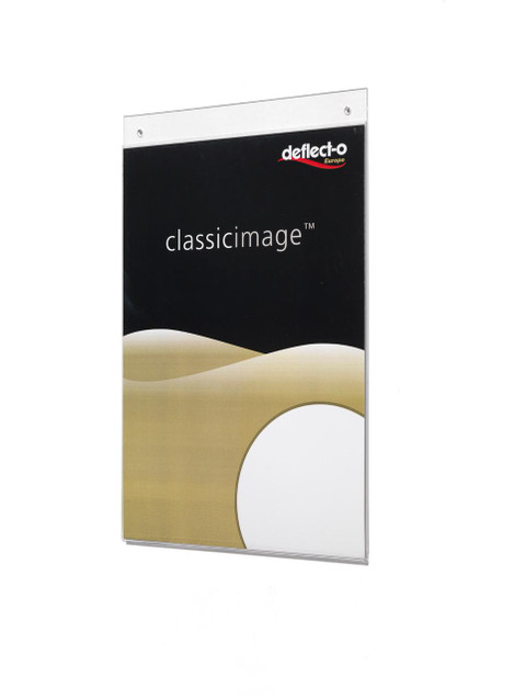 CW Office Deflecto A4 Portrait Wall Sign Holder, clear acrylic wall-mounted sign holder for displaying documents or notices in portrait orientation.
