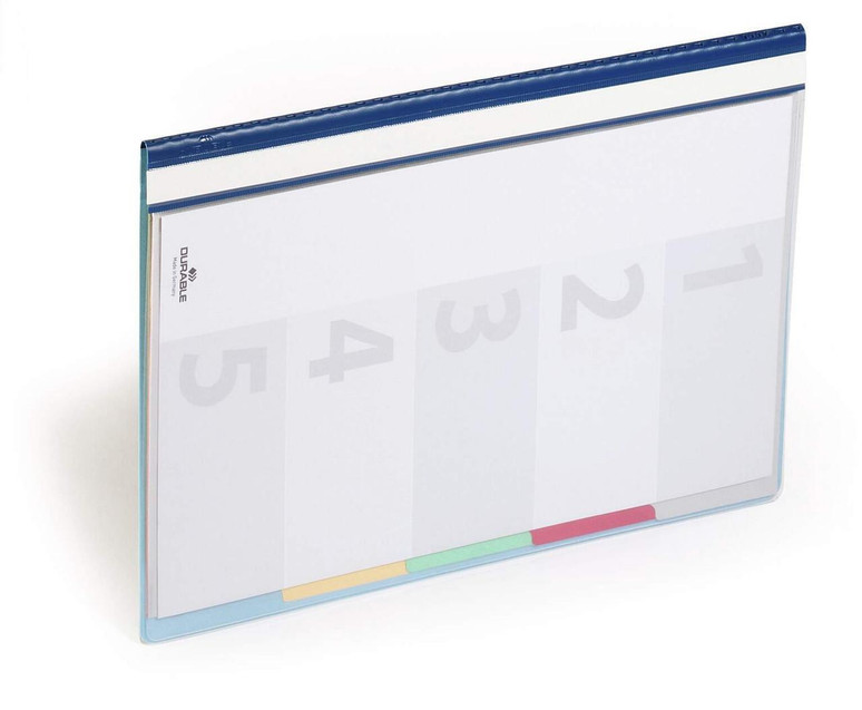 CW Office Durable DIVISOFLEX Organiser File Index, clear plastic organizer with numbered dividers and colorful tabs for document sorting.