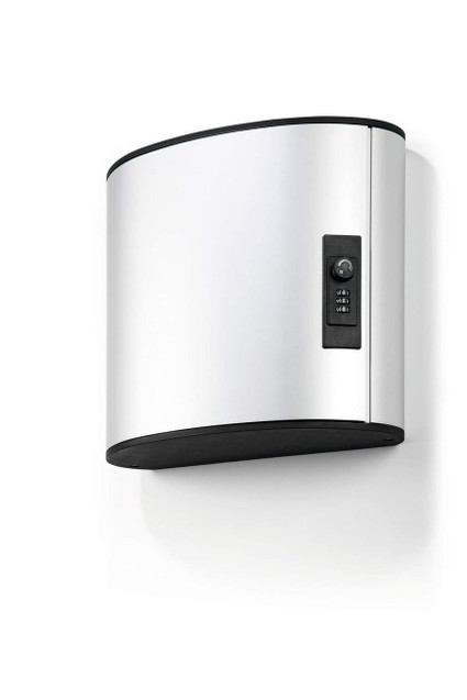 CW Office Durable Key Safe Box 54 Code, modern white and black key safe box with combination lock.