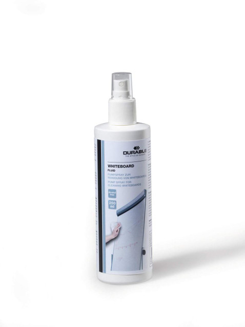 CW Office Durable Whiteboard Spray 250ml, bottle of whiteboard cleaning spray with spray nozzle