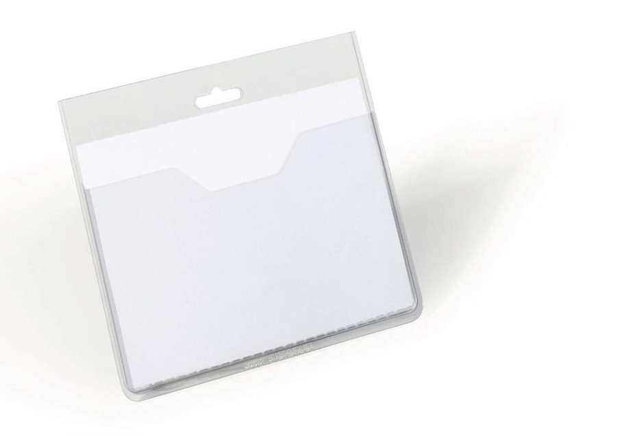 CW Office Durable Visitors Badge 60x90mm, Pack of 20, clear plastic badge holder for visitor identification.