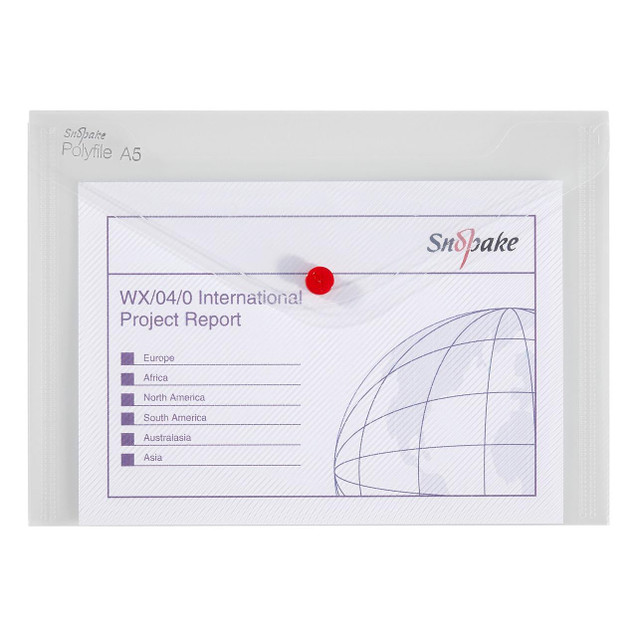 CW Office Polyfile A5 Clear - 5 Files, transparent plastic document storage folder for organizing papers and reports.