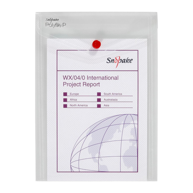 CW Office Polyfile P A5 Clear - 5 Files, transparent A5 size plastic files for document organization, with a snap closure, ideal for office and home use.
