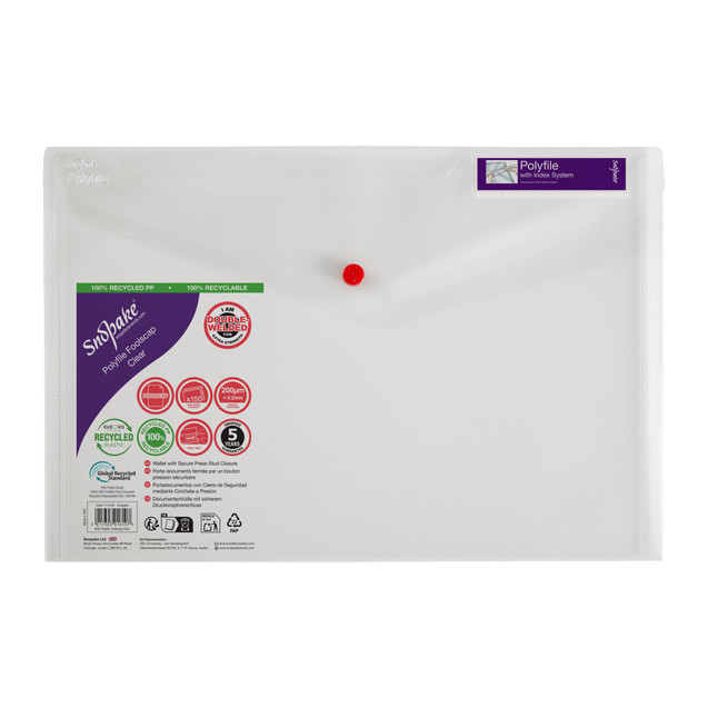 Polyfile Foolscap Clear- 5 Files