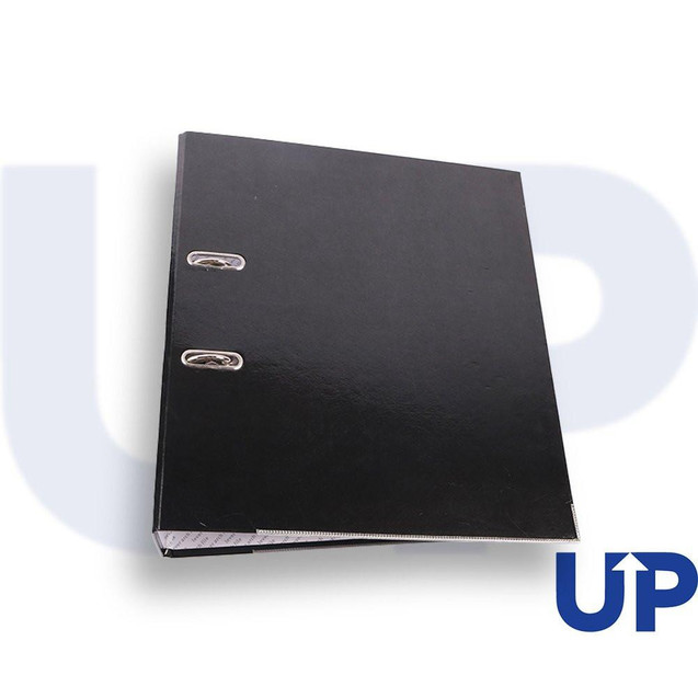 CW Office UP A4 70mm Lever Arch File - Black, sturdy black lever arch file with metal rings for organizing documents.