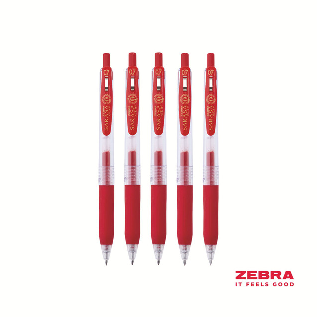 Zebra Eco SARASA Gel Retractable Rollerball CLIP 0.7mm Pen Red Ink Box 12
